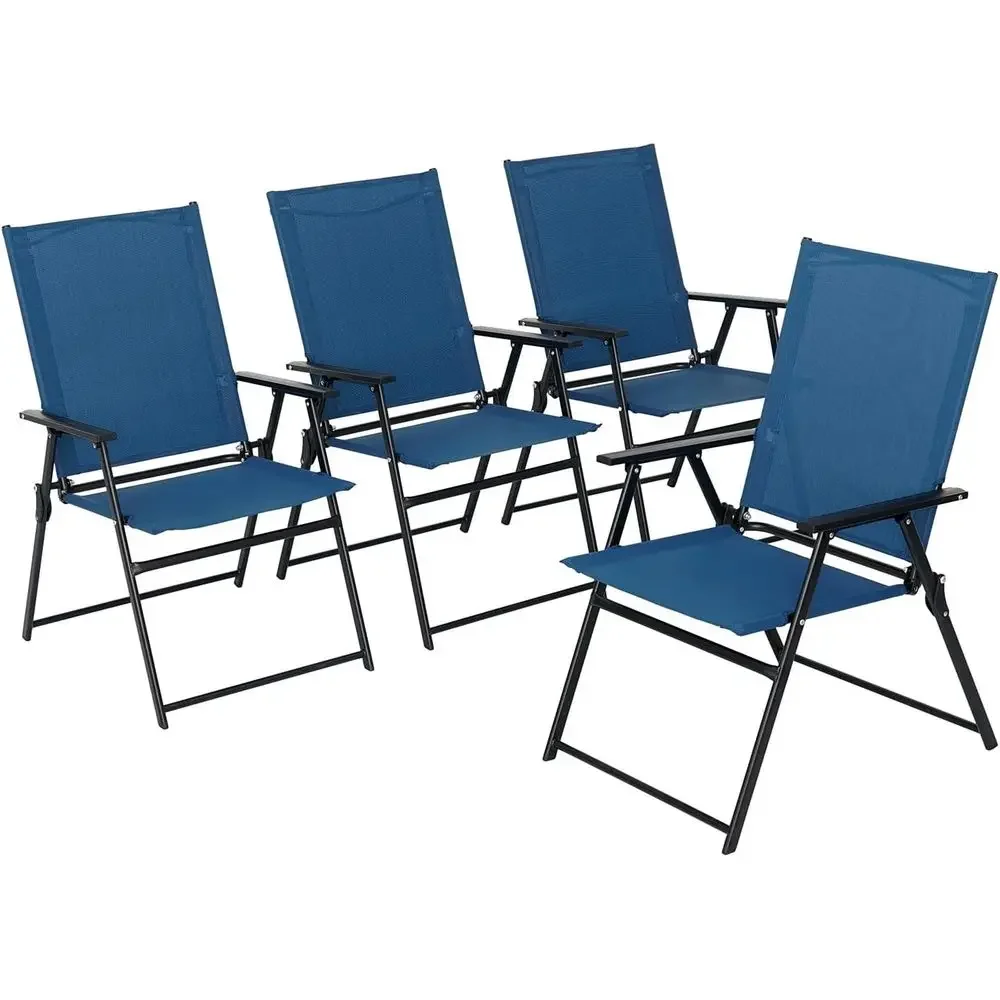 Outdoor Camping High Chair - 4-Piece Patio Dining Set with Armrests