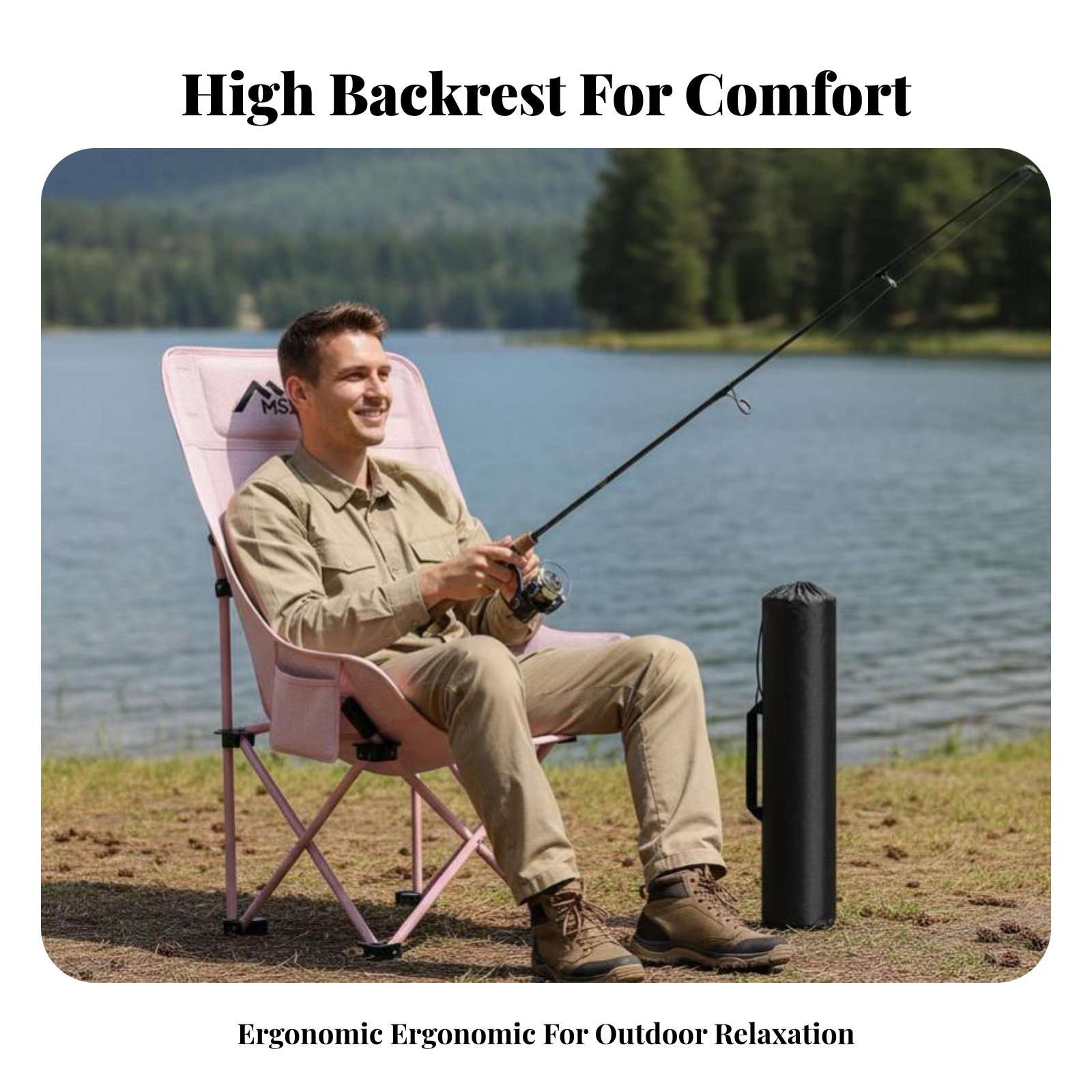 Outdoor Camping High Chair - Foldable Mesh High Back Chair Anti-Fatigue