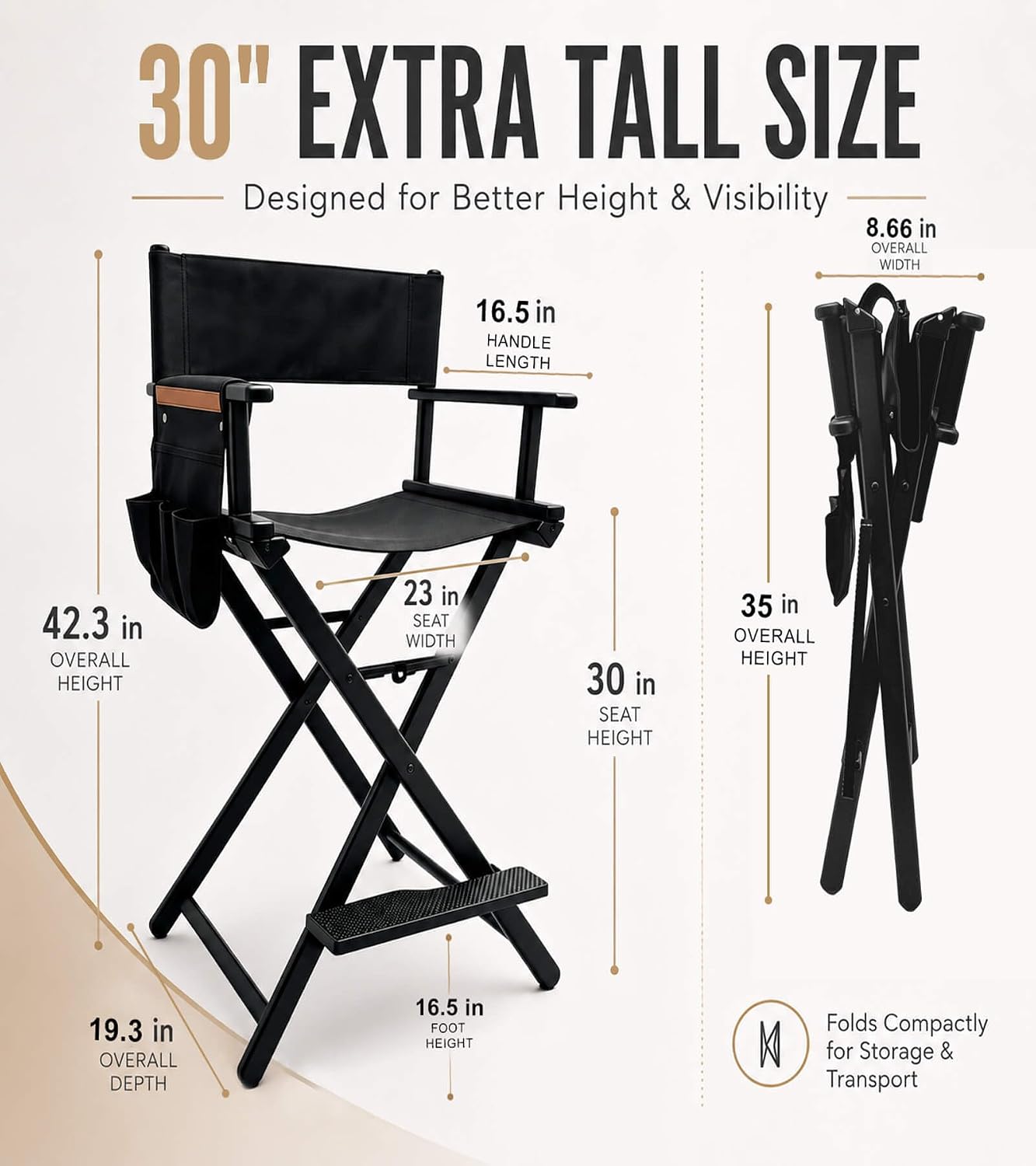 Tall Director Chair Portable A - Outdoor Camping High Chair ulasan dan harga