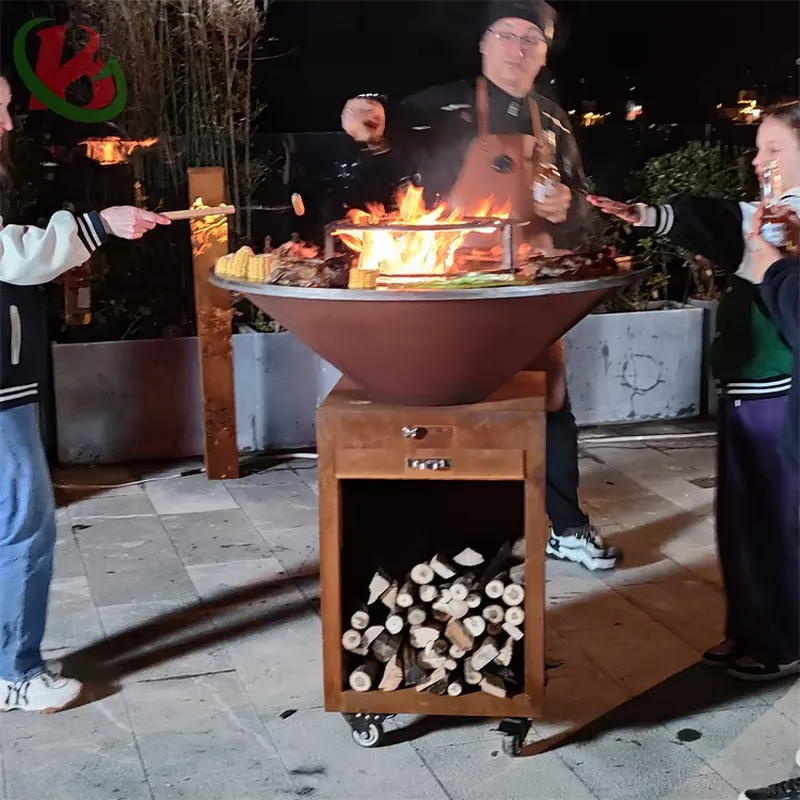 80cm Corten Steel Fire Pit BBQ - Outdoor Camping Oven ulasan dan harga