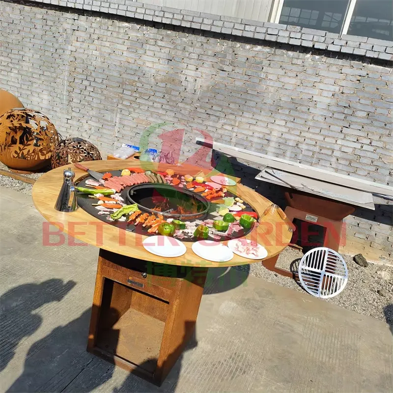 80cm Corten Steel Fire Pit BBQ - Outdoor Camping Oven ulasan dan harga