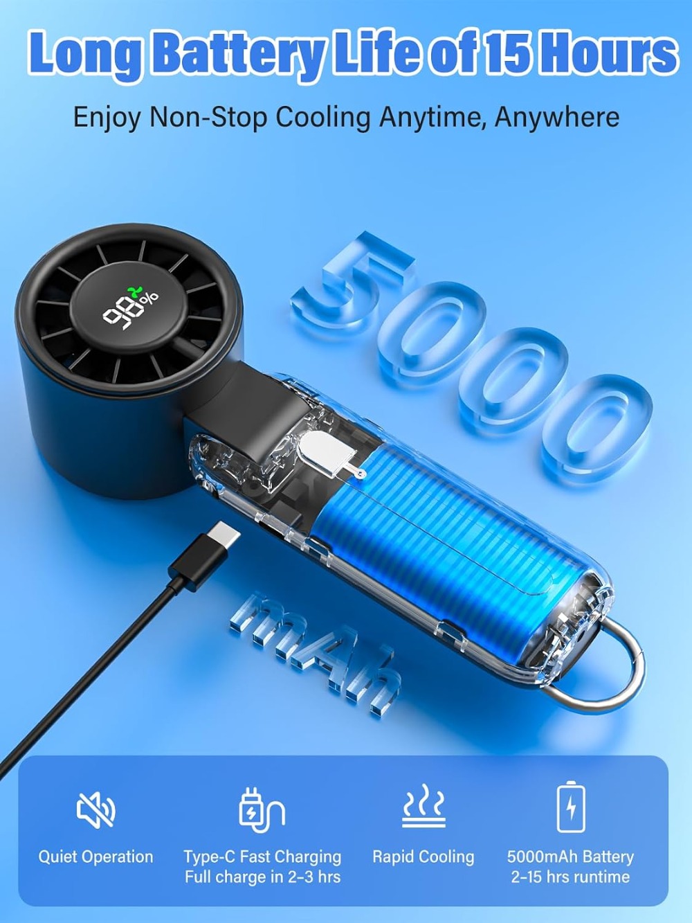 Ai Handheld Fan Turbo, 100-Spe - Camping Quiet ulasan dan harga
