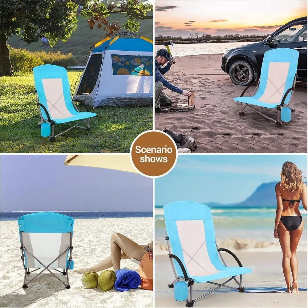 Portable 2-Pack Blue Beach Cha - Outdoor Camping High Chair ulasan dan harga