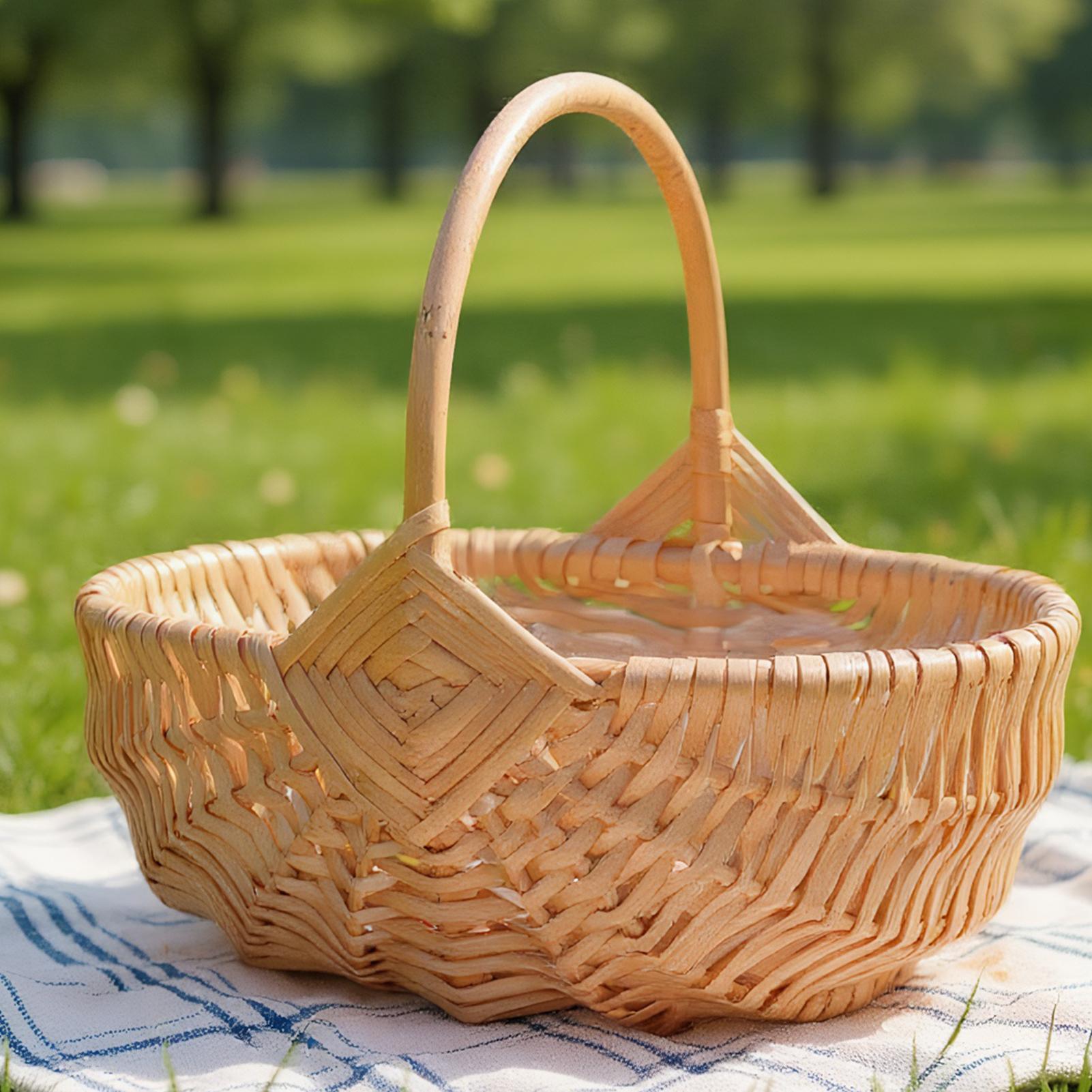 Woven Wicker Picnic Basket Wit - Outdoor Activities In Camping ulasan dan harga
