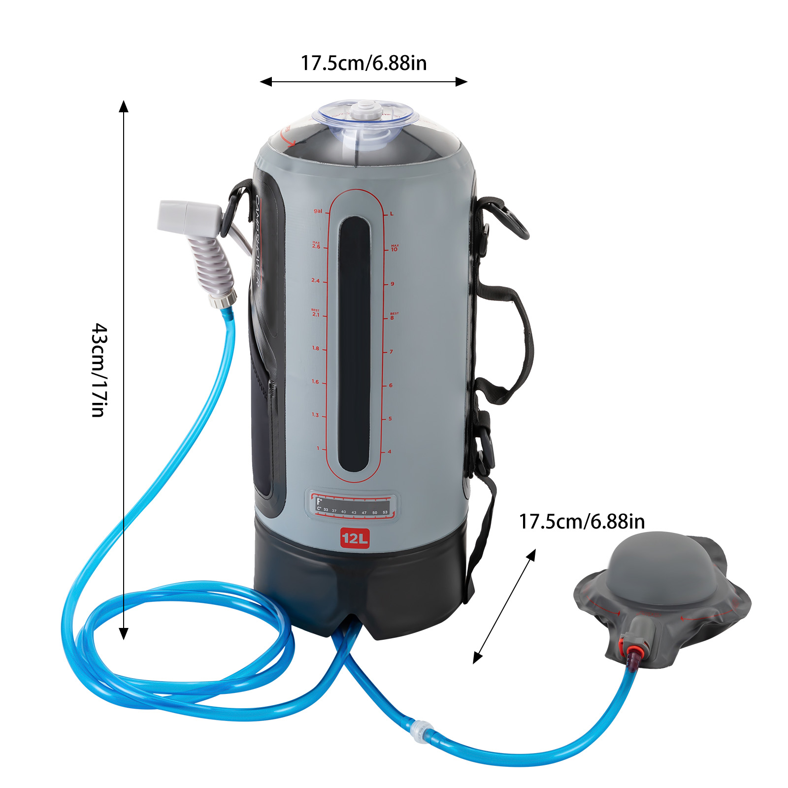 12L Camping Shower Solar Showe - Portable Camping Shower ulasan dan harga