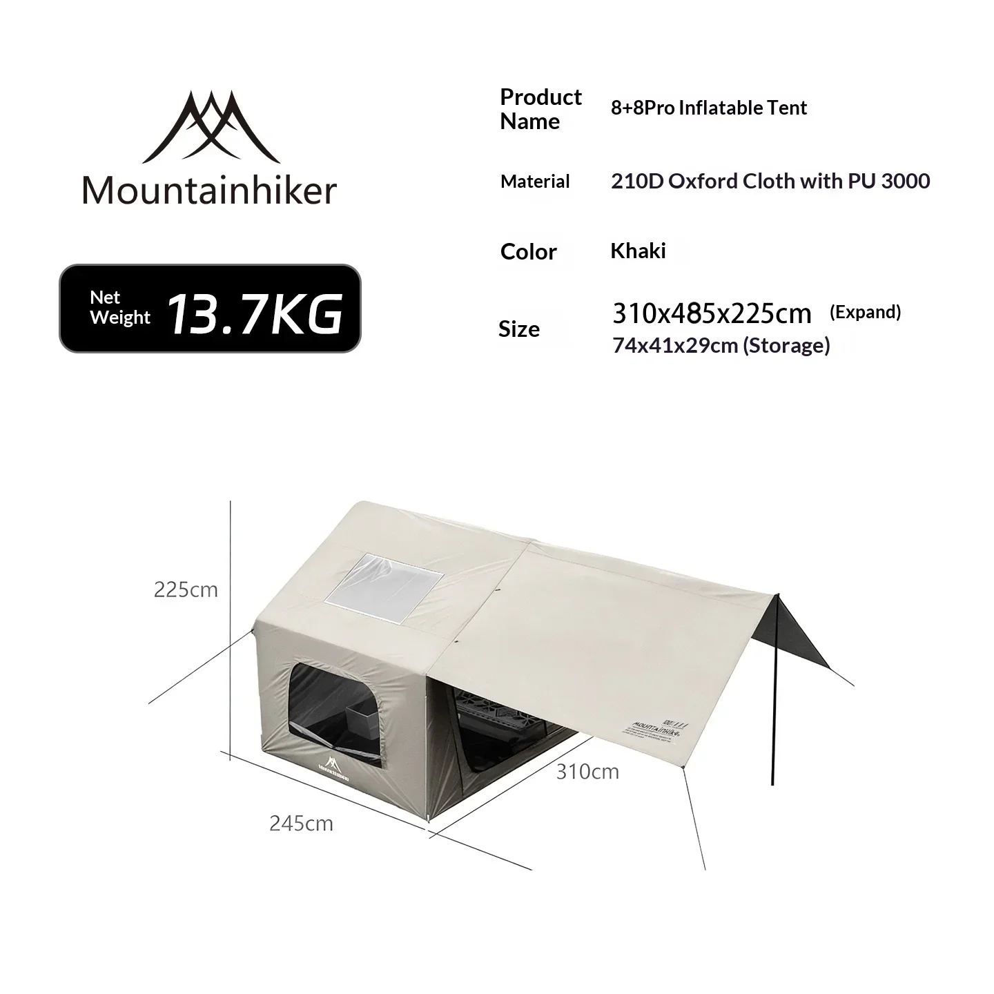 8+8㎡ MOUNTAINHIKER Inflatable  - Outdoor Camping Inflatable Tent ulasan dan harga