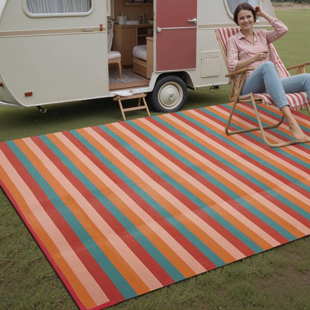 5x8 Outdoor Rug Orange Red Str - Outdoor Camping Decke ulasan dan harga