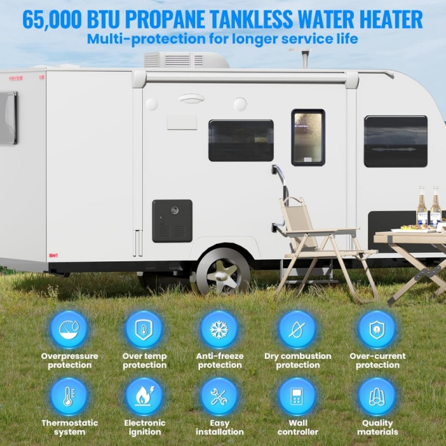Portable 12V Gas Water Heater  - Portable Camping Shower ulasan dan harga