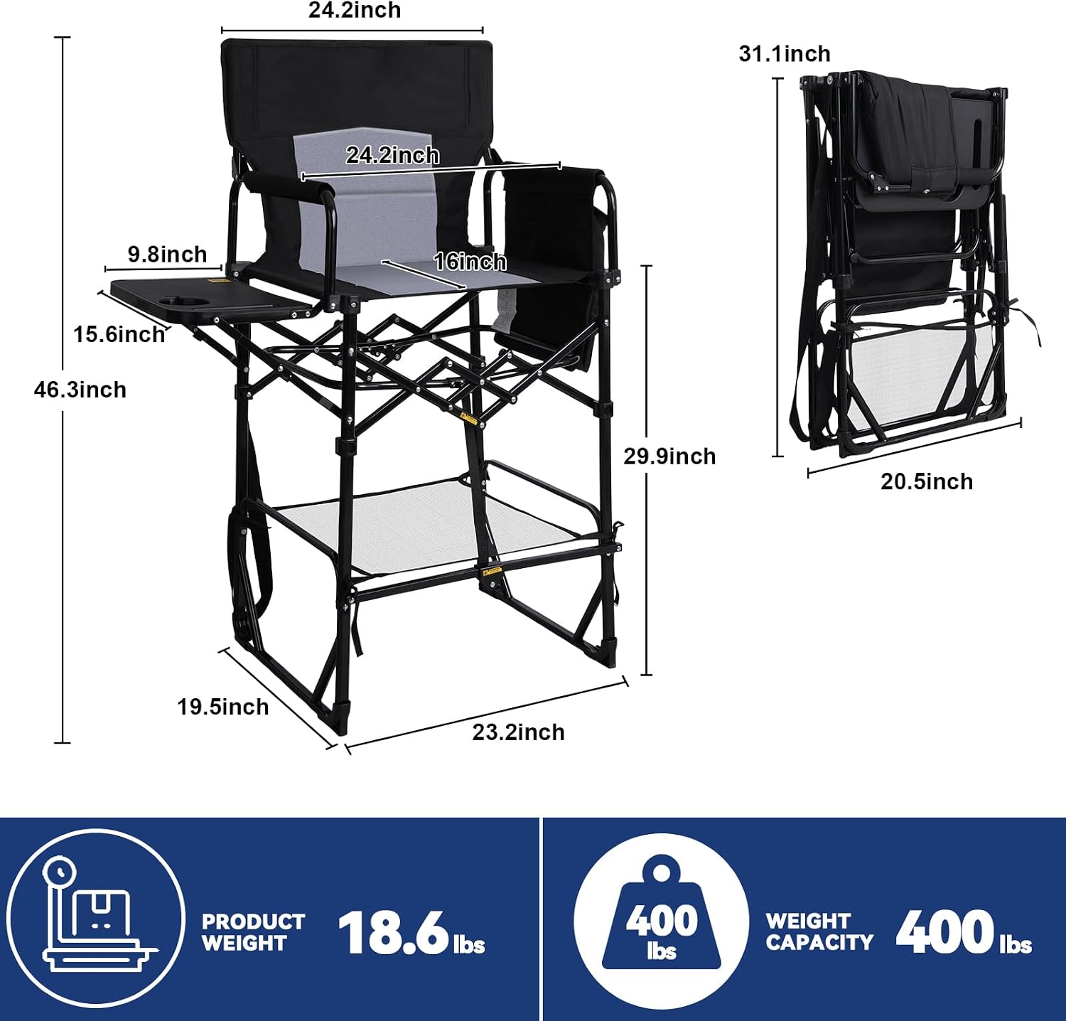 2 Pack Extra Tall Folding Camp - Outdoor Camping High Chair ulasan dan harga