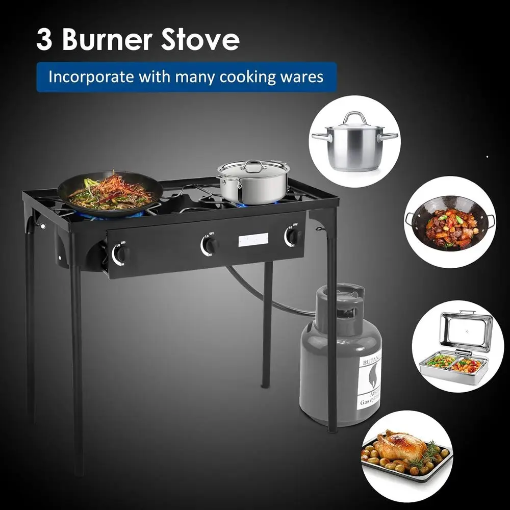 Portable 3-Burner Propane Gas  - Outdoor Camping Gas Stove ulasan dan harga